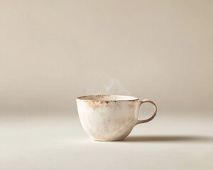 Dementia risk represented by a forgotten coffee cup with fading steam. Featuring warm tones and gentle light