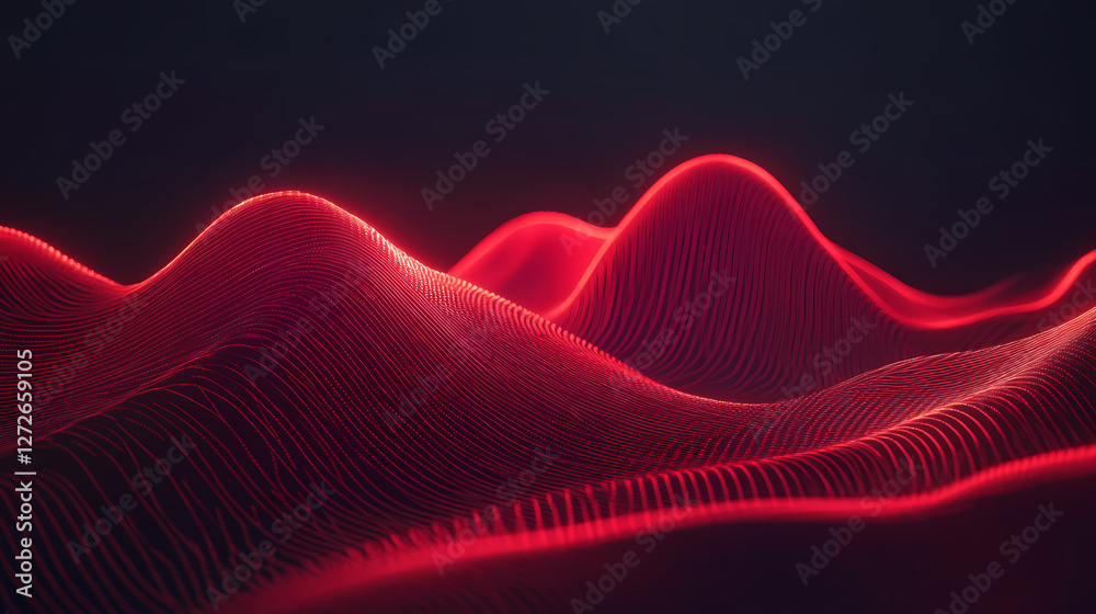 Canvas Prints 3d render, red speed neon light trail on dark background, abstract motion curve light beam of fast m