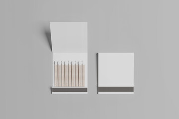 Realistic Book Matches Mockup on grey background,  3D rendering