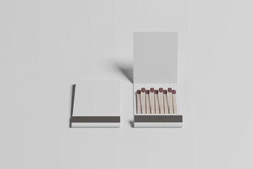 Realistic Book Matches Mockup on grey background,  3D rendering