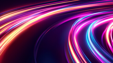 Abstract neon light streaks curved in dynamic motion. Glowing Abstract Patterns. Illustration