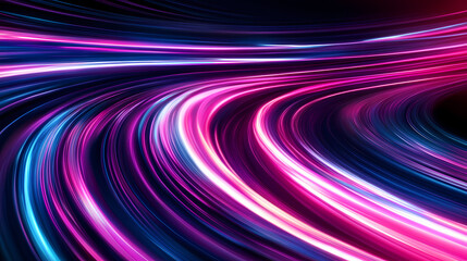 Abstract neon light streaks curved in dynamic motion. Glowing Abstract Patterns. Illustration