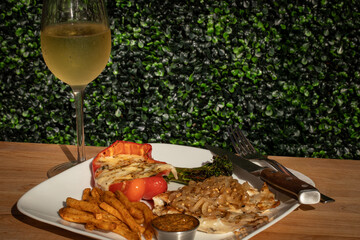 grilled chicken breast and wine