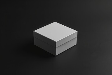 Minimalist Closed White Box on Dark Background for Packaging Ideas