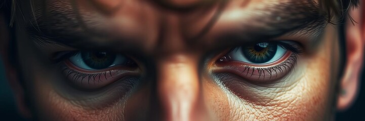 Obraz premium Close up of a pair of intense male eyes staring directly at the camera, manly, depth, close up