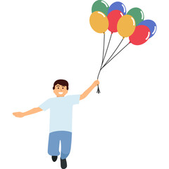 Happy Children With Balloon Illustration