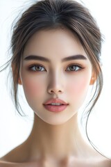 Fototapeta premium Portrait of a beautiful asian woman isolate on white background.