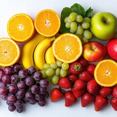 Fresh fruits and vegetables on a plate
