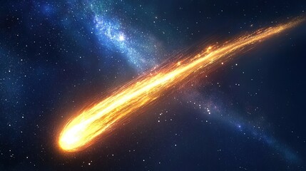 Fototapeta premium A glowing comet streaking across a clear starry sky 