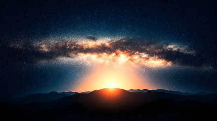 Fototapeta premium Breathtaking Calming Sky with Rich Blue and Orange Galactic Glow