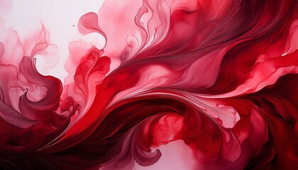 Obraz premium Crimson Dance: An abstract display of fluid red hues swirling and intertwining like a dynamic dance. Vivid colors and flowing forms evoke a sense of energy and artistic beauty.