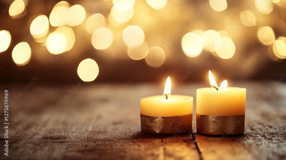 Poster charming soft candle light glow with bokeh background for cozy atmosphere : generative ai