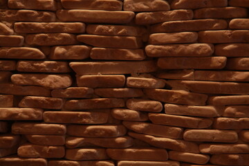 Old stone brick wall background texture, orange brown color