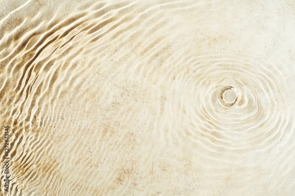 Poster delicate waves and ripples spread across a soothing beige canvas, creating a tranquil atmosphere tha
