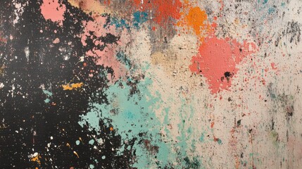 Fototapeta premium Distressed Canvas with Vibrant Abstract Paint Splashes