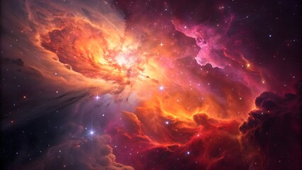 Obraz premium Colorful Neon Nebula with Luminous Gas Clouds Creating a Futuristic and Mystical Cosmic Scene