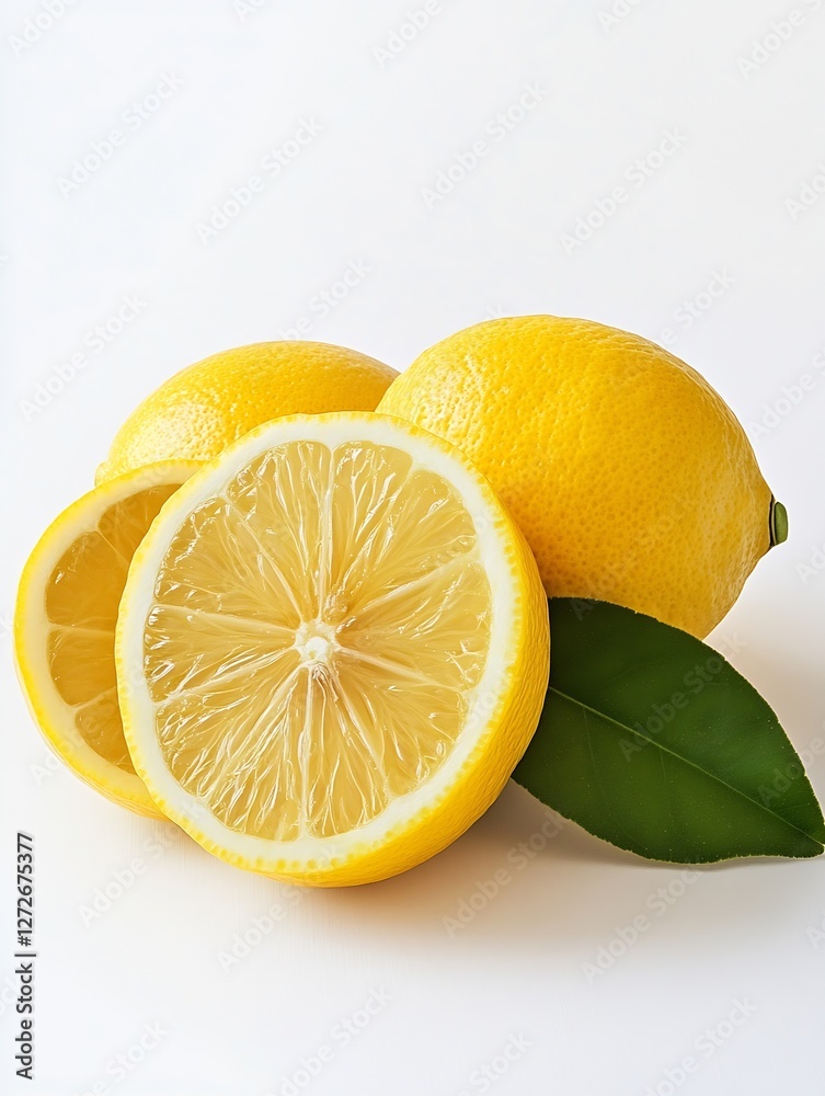 Poster fresh lemons sliced open showcasing bright color and citrus freshness for food themes : generative a
