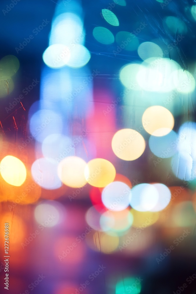 Poster Vibrant Bokeh Lights Creating a Dreamy Colorful Ambiance in the Background : Generative AI