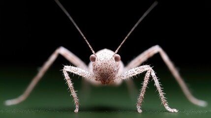 Fototapeta premium Pale cricket close-up, leaf background, macro shot, nature study