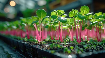 micro greens farm extremely closeup. organic healthy food for wellbeing