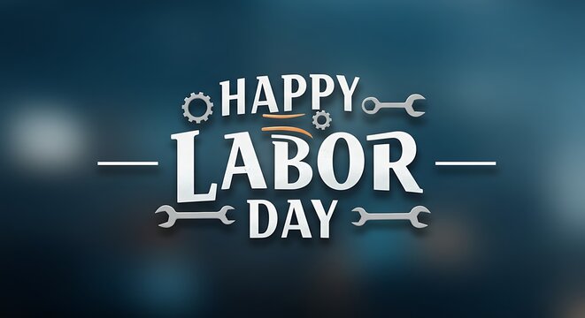 Stylized Labor Day message with tools - honoring workers - promotional social media graphic