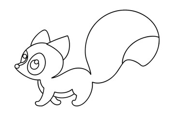 Adorable Cartoon Fox Line Art Simple, Cute, Walking, Outline, Drawing