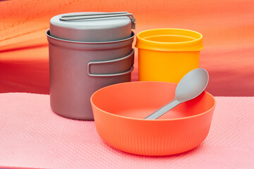 Camping Cookware Set Inside a Tent &ndash; Ready for Adventure