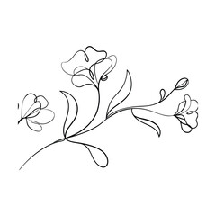 Elegant Minimalist SingleLine Flower Drawing Botanical Art Design