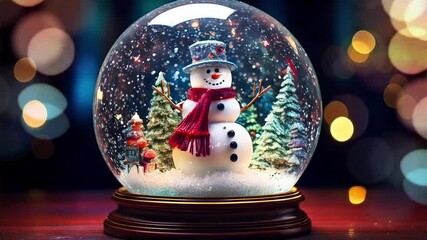 Festive Snowman Inside a Magical Christmas Snow Globe - Powered by Adobe