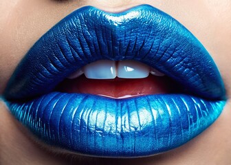 Vibrant Blue Lip Gloss Swatches: Macro Close-up of Glossy Shades