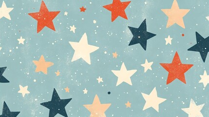 Obraz premium Colorful Star Pattern on a Dusty Blue Background