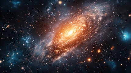 Fototapeta premium Cosmic Spiral Galaxy: A Celestial Tapestry of Stars and Nebulae