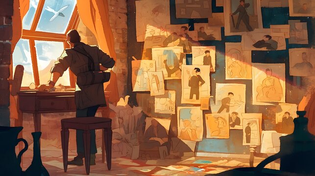 8 panel storyboard, colorful anime style - Powered by Adobe