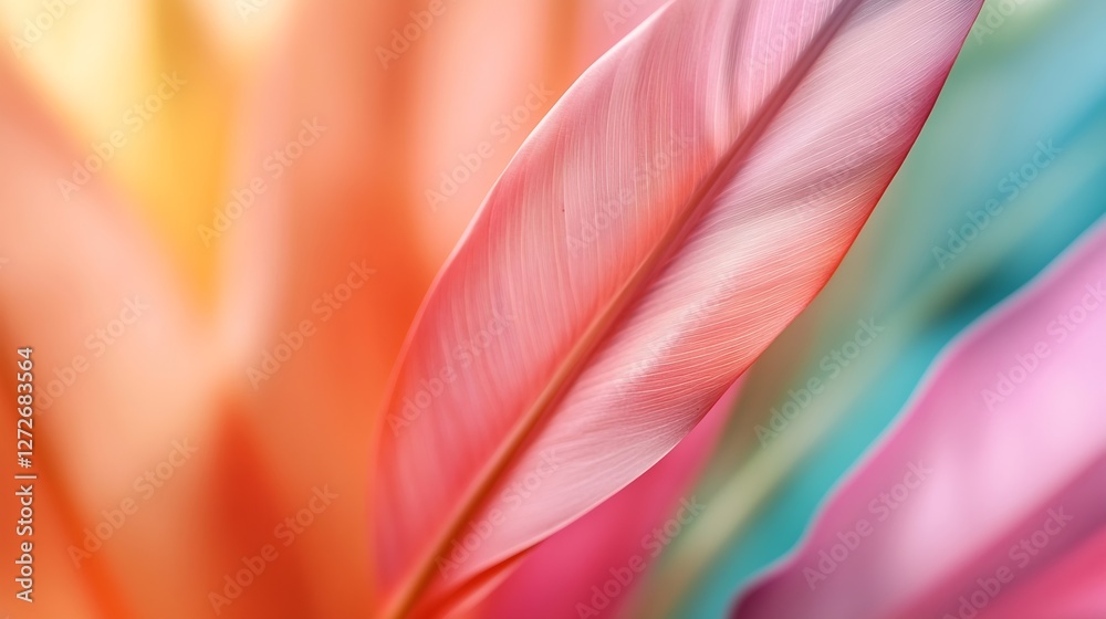 Poster colorful feather composition in soft pastel tones for creative design : generative ai