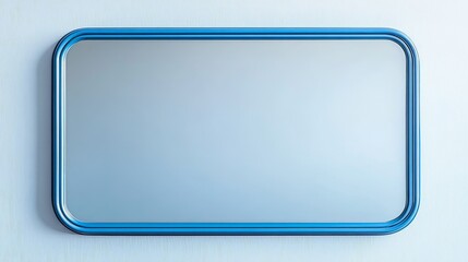 A simple blue iron rectangular mirror with a sawtooth-shaped frame made of blue iron wire. The bright, clean surface reflects its modern and minimalist design, set against a white background.