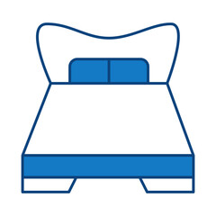 Bed Blue Line Editable Stroke Icon. Real Estate, Building, House, Home, Property Vector Illustration