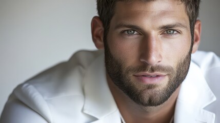 Obraz premium Close up portrait of a handsome man with a beard