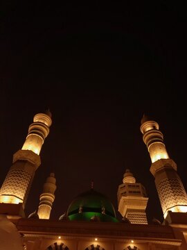 mosque at the sunset, ramadhan theme