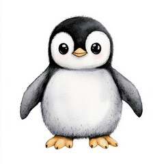 Obraz premium Adorable Cartoon Penguin Illustration On White Background