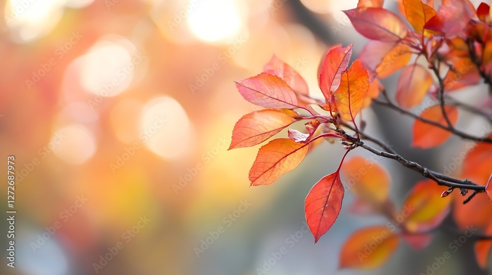 Poster vibrant fall foliage with colorful leaves in autumn sunlight creating a dreamy backdrop : generative