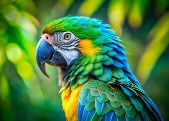 Obraz premium Vibrant Green-Headed Macaw Long Exposure Bird Photography