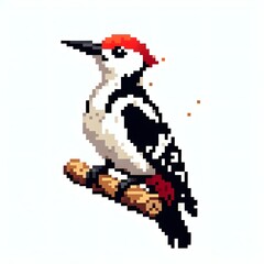 Fototapeta premium 딱따구리, 픽셀아트, jpeg (Woodpecker, pixel art, jpeg)