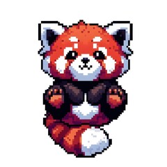 Fototapeta premium 레서판다, 픽셀아트, jpeg (Red panda, pixel art, jpeg)