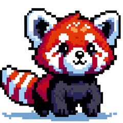 Fototapeta premium 레서판다, 픽셀아트, jpeg (Red panda, pixel art, jpeg)