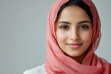 Smiling muslim woman closeup portrait