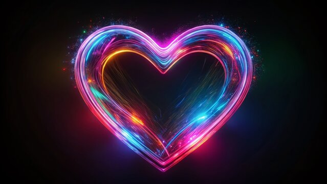 Vibrant Heart Looping Animation: Isolated Colorful Heart on Black Background for Urban Exploration Themes
