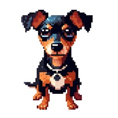 Fototapeta premium 미니어처 핀셔, 픽셀아트, jpeg (Miniature Pinscher, pixel art, jpeg)
