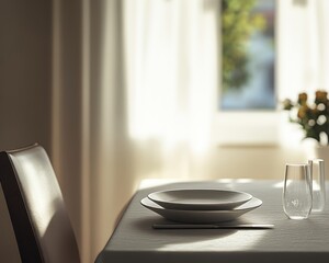 Dementia risk represented by an empty chair at a family dinner table. Featuring soft light and muted colors