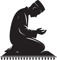 Religious man praying in ramadan silhouette vector illustration isolated on a white background