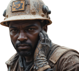 Grimy Hard Hat Worker Close Up Portrait of a Tired Miner